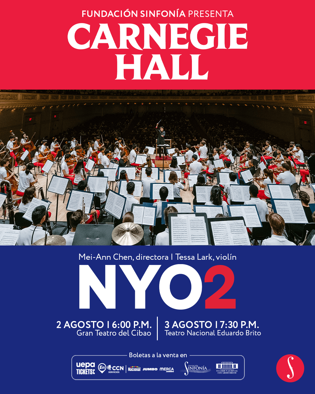 Afiche de los conciertos de NYO2 en Santiago y Santo Domingo