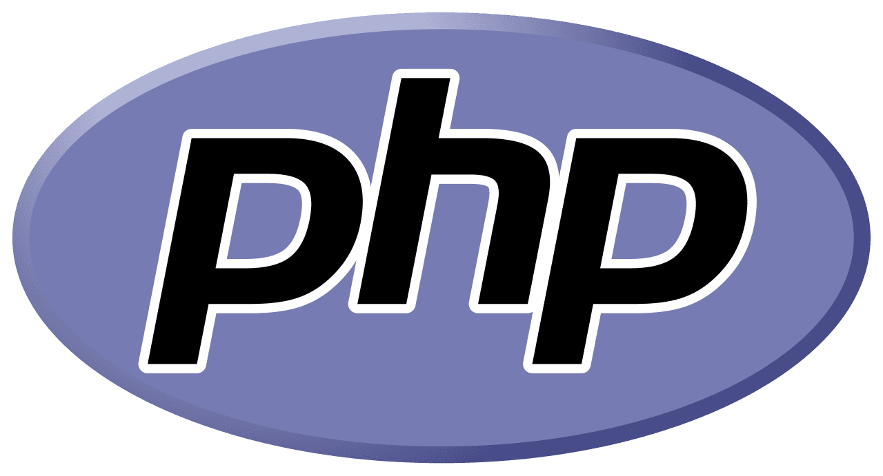 Logotipo oficial de PHP, letras azules dentro de un óvalo
