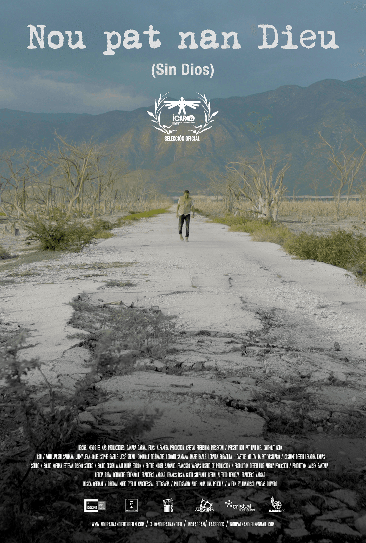 Afiche de la película «Nou Pat Nan Dieu» («Sin Dios») con el sello de la Selección Oficial del Festival Ícaro