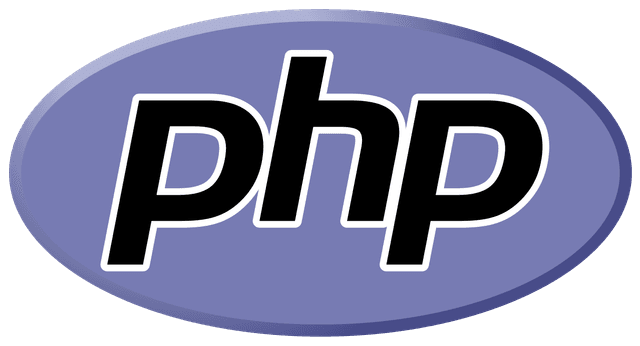 Logotipo oficial de PHP, letras azules dentro de un óvalo
