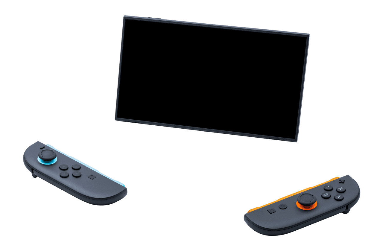 Consola Nintendo Switch 2 en modo sobremesa con sus mandos Joy-Con 2 sobre una mesa