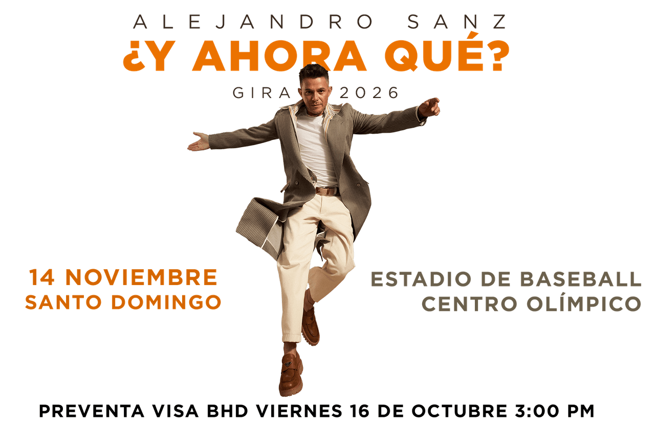 Afiche oficial de la gira ¿Y ahora qué? de Alejandro Sanz con la fecha del 14 de noviembre en el Centro Olímpico