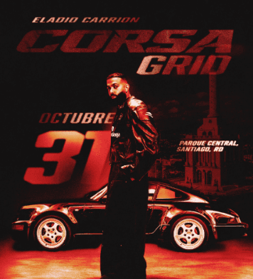Afiche del CORSA GRID Halloween Concert de Eladio Carrión el 31 de octubre en el Parque Central de Santiago