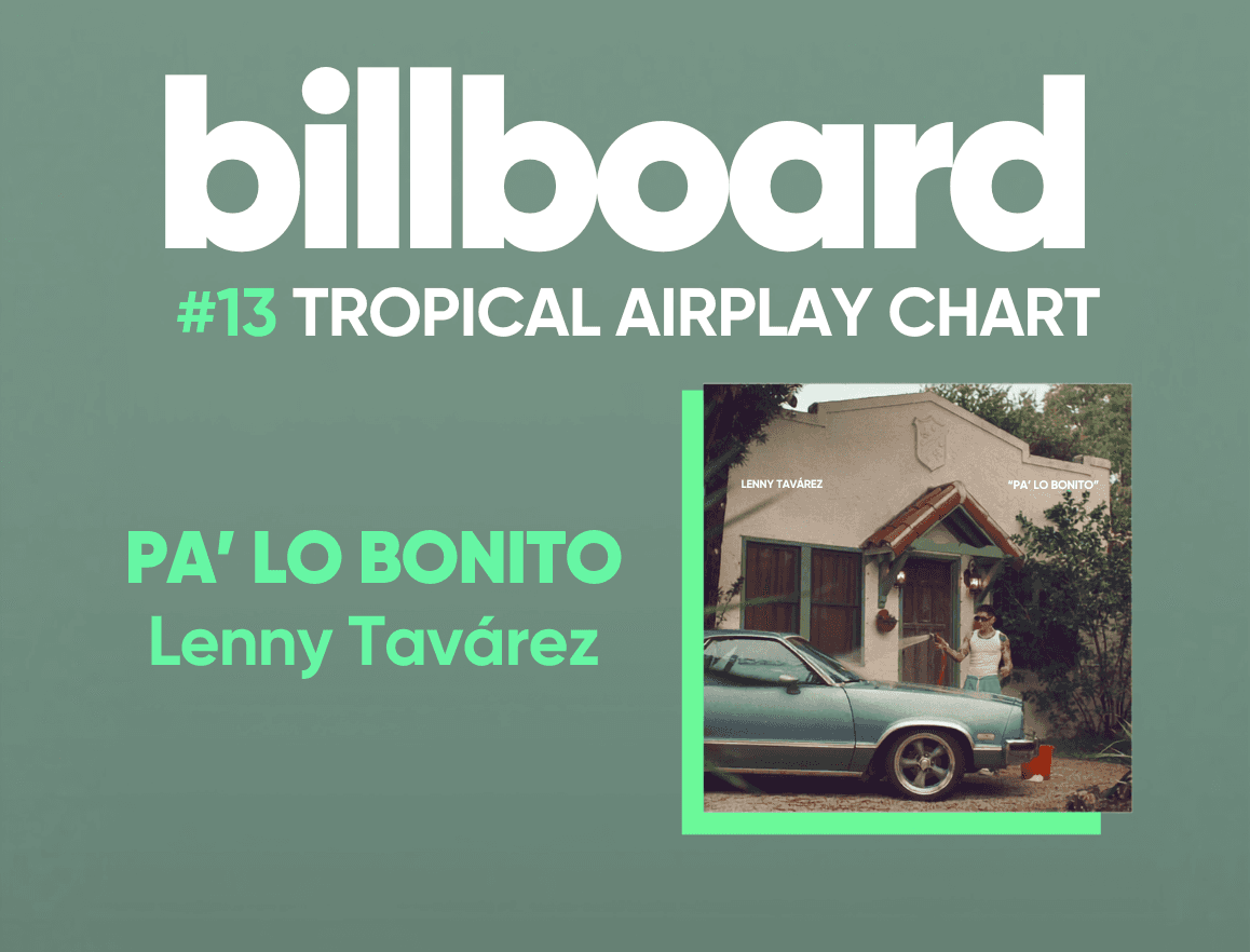 Gráfica de «Pa' Lo Bonito», de Lenny Tavárez, en el puesto 13 del Tropical Airplay de Billboard