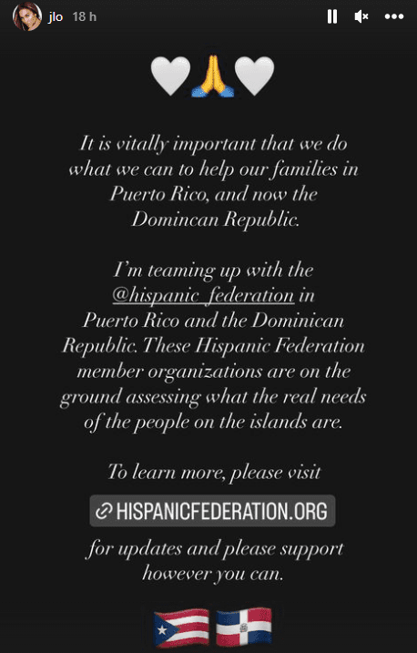 JLo colaborará con afectados del huracán Fiona en RD y PR